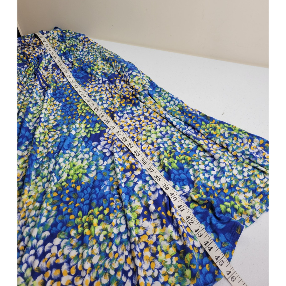 Vtg Carol Hochman Sleepwear Nightgown Blue Yellow Floral Slinky Women's Size P1X - Picture 4 of 11